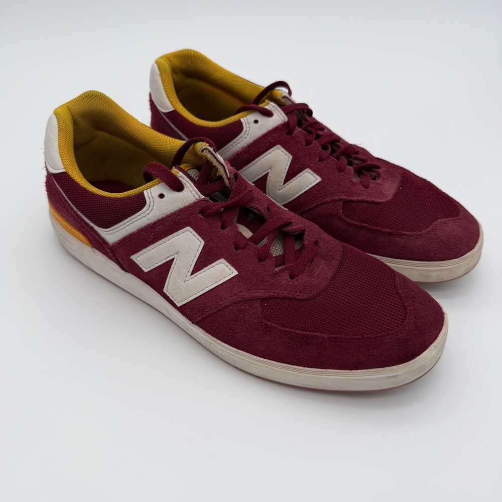 New Balance 574 Burgundy Gold Suede Mesh Sneakers AM574WGR Mens 4BUR Mens 9 Mens